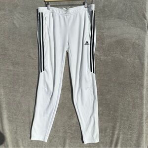 adidas Cimacool White Women’s Joggers Sz L 16 3 Stripes Gym Wear Athletic pants